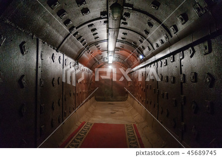 Moscow, Russia - October 25, 2017: Tunnel at Bunker-42, anti-nuclear underground facility built in 45689745
