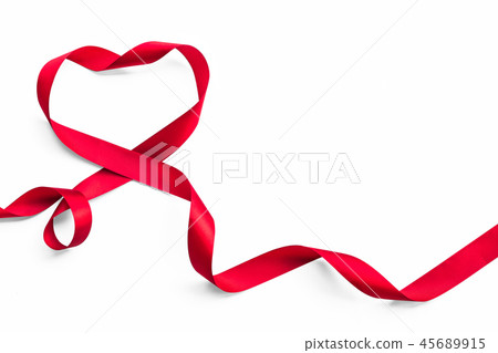 Red heart ribbon isolated on white background 45689915