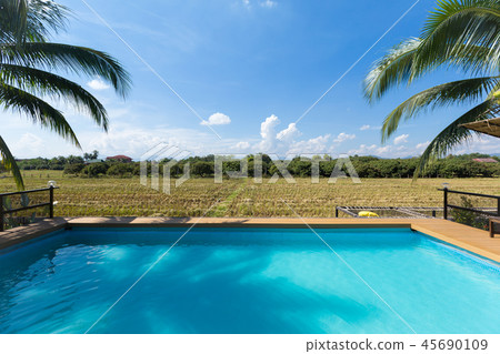 swimming pool with nature background 45690109