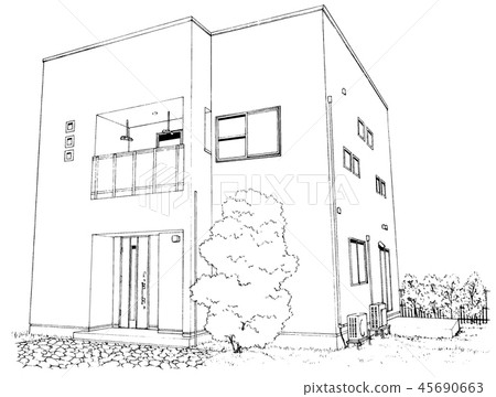 動畫片樣式筆圖畫例證住房 45690663