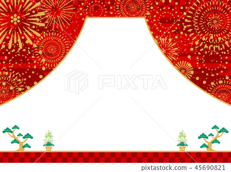 New year fuji mountain fireworks 45690821