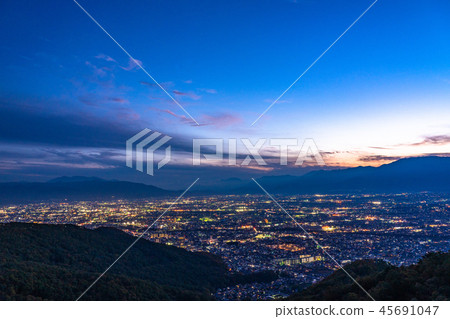 《山梨縣》甲府盆地的夜景，面向開市 45691047