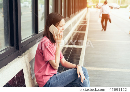 women are talking on smartphone and technology. women are talking on smartphone and technology. 45691122