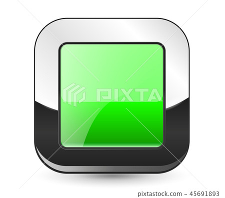 Green square button. With chrome frame Green square button. With chrome frame 45691893