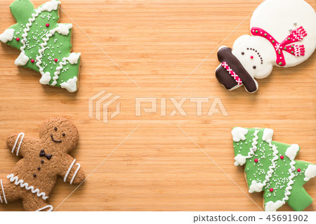Christmas cookies snowman Xmas tree gingerbread 45691902