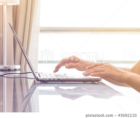 Digital lifestyle blog writer using computer Digital lifestyle blog writer using computer 45692210