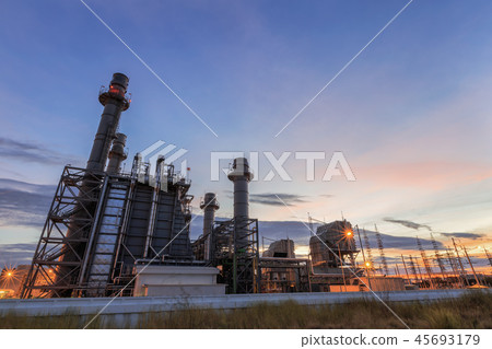 Gas combine electricity power plant with blue sky Gas combine electricity power plant with blue sky 45693179