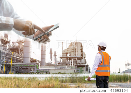 Engineering and businessman are checking plant Engineering and businessman are checking plant 45693194