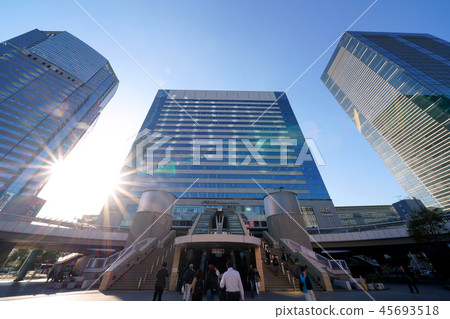 Tokyo cityscape Shinagawa Station (Konan exit) and high-rise buildings in Japan 45693518
