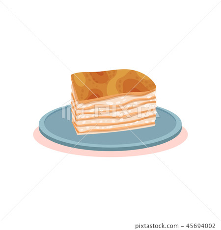 Puff milk pastry cake with cream, Bulgarian cuisine national food dish vector Illustration on a Puff milk pastry cake with cream, Bulgarian cuisine national food dish vector Illustration on a 45694002