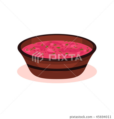 Red beet soup, Bulgarian cuisine national food dish vector Illustration on a white background Red beet soup, Bulgarian cuisine national food dish vector Illustration on a white background 45694011