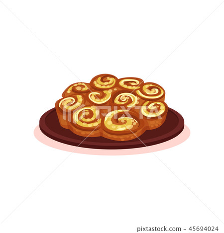 Banitsa traditional twisted pie, Bulgarian cuisine national food dish vector Illustration on a white Banitsa traditional twisted pie, Bulgarian cuisine national food dish vector Illustration on a white 45694024