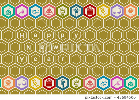 New year's card new year Japanese culture illustration Japanese pattern New year's card new year Japanese culture illustration Japanese pattern 45694500