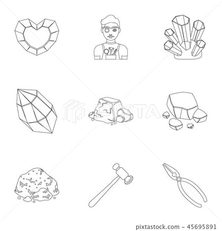 A set of jewelry, crystals, minerals and expensive metals. The jeweler inspects the ornaments A set of jewelry, crystals, minerals and expensive metals. The jeweler inspects the ornaments 45695891