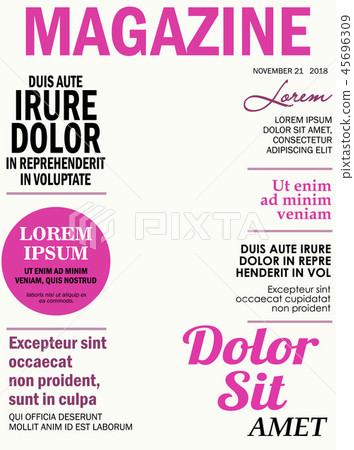 Realistic magazine front page template Realistic magazine front page template 45696309