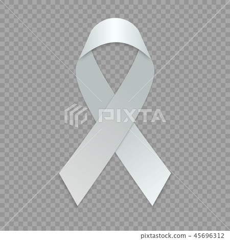 Blank white ribbon. template for awareness symbol. 45696312