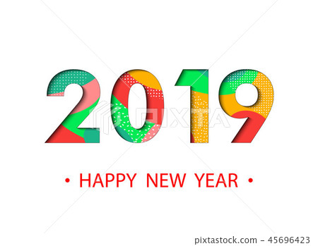 Happy New Year 2019 background with cartoon effect 45696423
