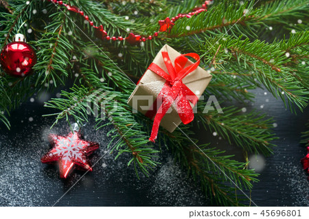 Happy new year and Merry Christmas. Gift close up 45696801