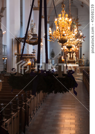 Church interior with Christmas decoration Church interior with Christmas decoration 45698139