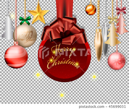 Christmas balls and decorations transparent design 45699031