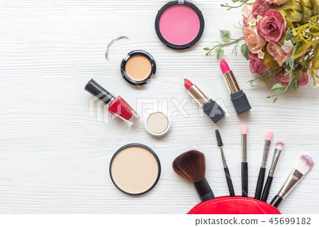 Makeup cosmetics tools background and beauty Makeup cosmetics tools background and beauty 45699182