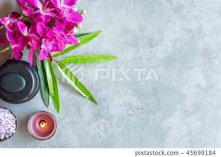 Thai Spa. Top view of hot stones setting Thai Spa. Top view of hot stones setting 45699184