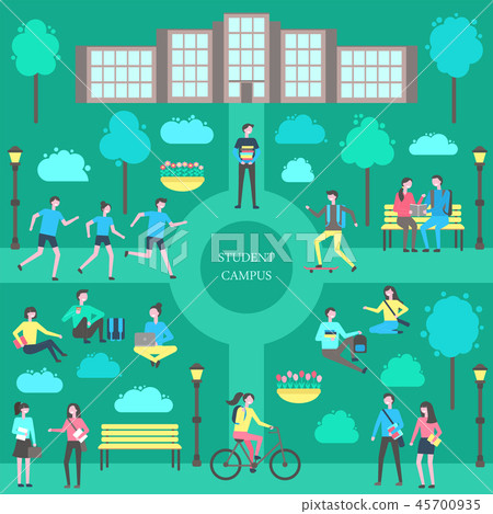Student Campus Teenagers Poster Vector Illustration 45700935