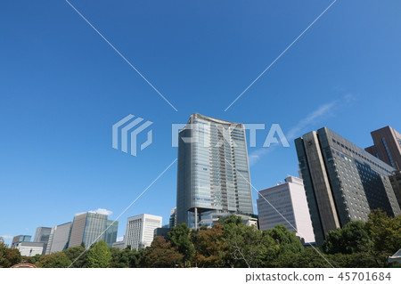 Hibiya Skyscrapers of Clear Blue Sky 45701684