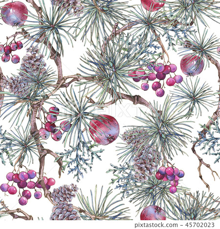 Christmas Vintage Floral Seamless Pattern, New Year Decoration Christmas Vintage Floral Seamless Pattern, New Year Decoration 45702023