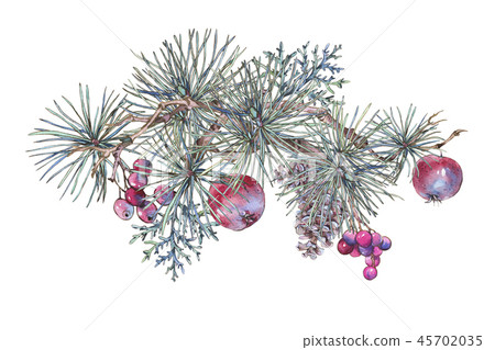 Christmas Vintage Floral Greeting Card, New... - Stock Illustration ...