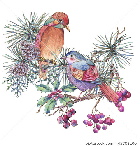 Christmas Vintage Floral Greeting Card, New... - Stock Illustration ...