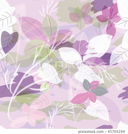 Military camouflage texture with trees, branches, grass and watercolor stains 45703284