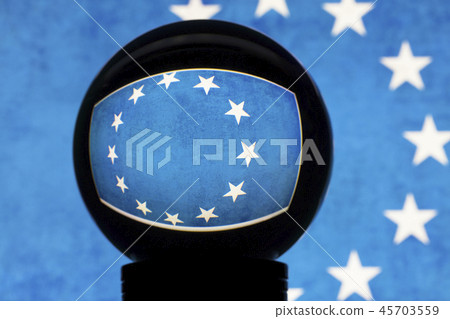 EU flag in reflection on a crystal ball EU flag in reflection on a crystal ball 45703559