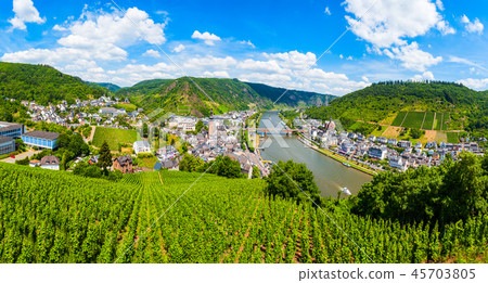 Cochem town aerial view, Germany 45703805