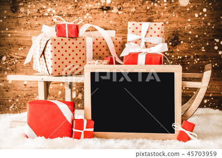 Sledge With Gifts, Copy Space For Advertisement 45703959
