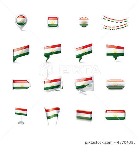Tajikistan flag, vector illustration on a white background Tajikistan flag, vector illustration on a white background 45704383