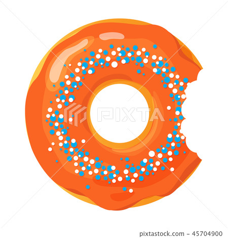 Colorful bitten donut on white background 45704900
