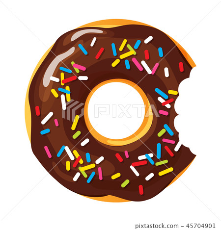 Colorful bitten donut on white background Colorful bitten donut on white background 45704901