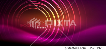 Neon glowing techno lines, hi-tech futuristic abstract background template with square shapes 45704923