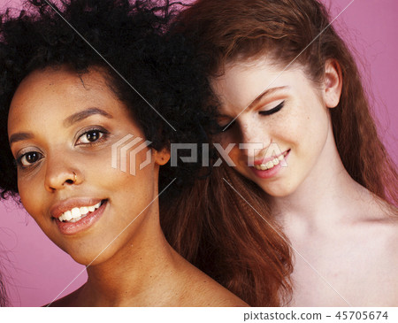 different nation girls with diversuty in skin, hair.scandinavian 45705674