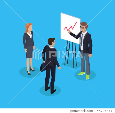 Businessman and Presentation Vector Illustration 45705855