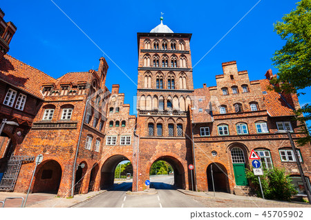 Burgtor Gate in Lubeck, Germany 45705902
