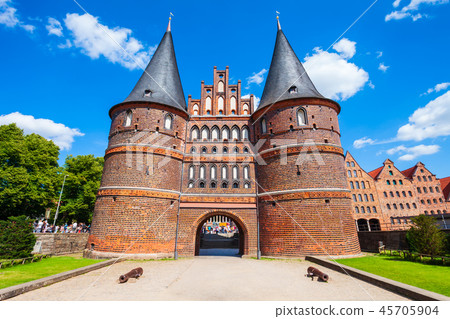 Holstentor city gate in Lubeck 45705904