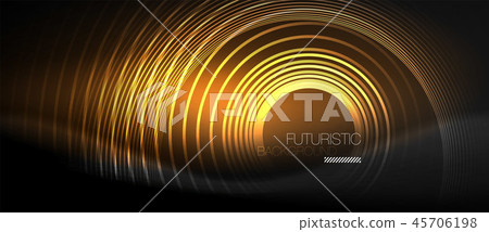 Dark abstract background with glowing neon circles 45706198