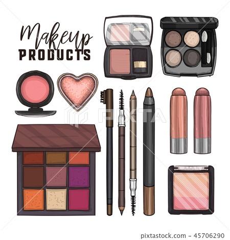 Color illustration of makeup products Color illustration of makeup products 45706290