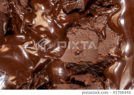 Closeup view of hot brown delicious molten chocolate 45706448