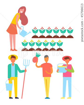 Farm Activities People Set Vector Illustration 45706613