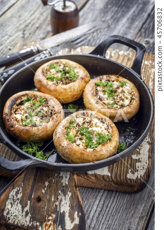 Traditional Italian Mushroom C stuffed with Feta Traditional Italian Mushroom C stuffed with Feta 45706832