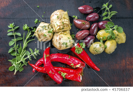 Traditional Italian Antipasti with Salami Traditional Italian Antipasti with Salami 45706837