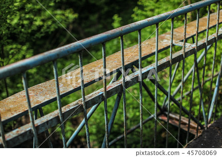 Old metal guard rail of bridge, Old metal guard rail of bridge, 45708069